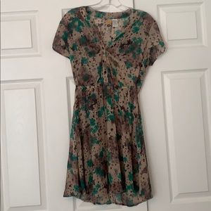 Sheer Floral Dress with Buttons